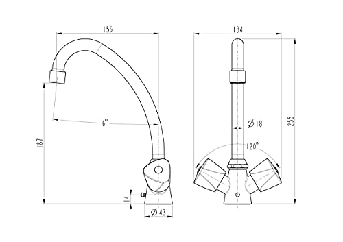 Thermoflow Niedrigdruck Zweigriffmischarmatur für Untertischspeicher / Stufenlose Temperaturregelung / mit Einlochsystem & Festanschluss / QMIX12N
