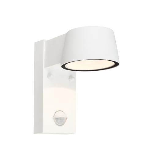 TELEFUNKEN - LED Wandleuchte Aussen mit Bewegungsmelder, Dämmerungssensor, Spritzwasserschutz, Aussenlampe, Wandlampe, LED Strahler, Außenbeleuchtung, Außenleuchte, 16,5x9,5x15,5 cm, Weiß