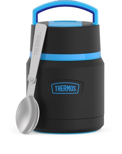 Image of THERMOS ICON Stainless Steel Food Jar with Spoon, 12 Ounce, Black