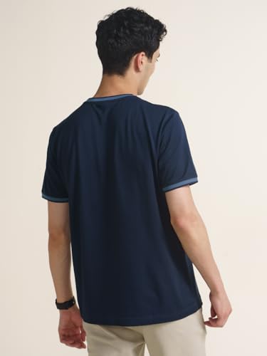 Image of DAMENSCH Statement Pique Textured Tshirt for Man, Thermoregulating, Tonal Rib T Shirt for Men Stylish, Sustainable Recycled Fabric Men T-Shirts