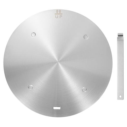 sourcing map Placa difusora de calor para estufa de gas, placa adaptadora de inducción de conducción de calor redonda de 11 pulgadas con mango extraíble, protector de utensilios de cocina para