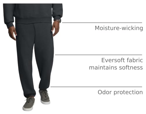Image of Fruit of the Loom Eversoft Fleece Elastic Bottom Sweatpants with Pockets, Relaxed Fit, Moisture Wicking, Breathable