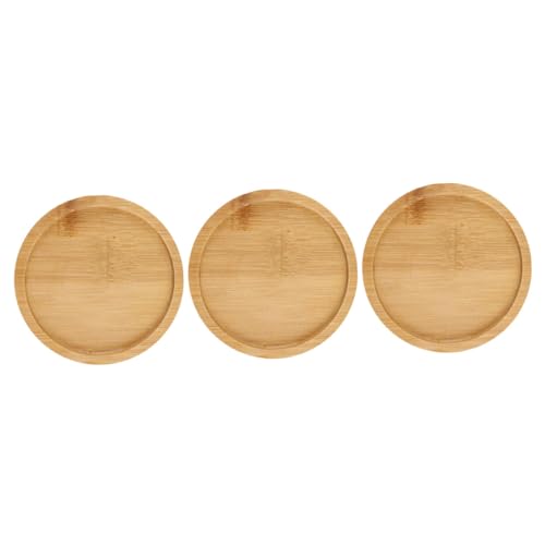 FUNOMOCYA 3pcs Small Round Wooden Flowerpot Tray Succulent Saucers for Indoor Plants for Balconies and Windowsills Prevents Water Leakage and Spills