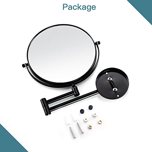Gotonovo Wall Mounted Magnifying Mirror Pivoting Arm Double Sided Swivel Makeup Vanity Black Telescoping Handheld Mirror 8 Inch Magnification #TOP5