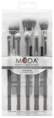 Moda Studio 8Pc Makeup Brush Set, Includes - Tapered Kabuki, Complexion, Accentuate, Eye Shader, Large Crease, Smokey Eye, Eye Detail, And Iip Brushes (Backstage) #TOP17