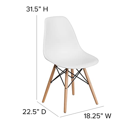 Flash Furniture 2 Pack Elon Series White Plastic Chair With Wooden Legs #TOP4