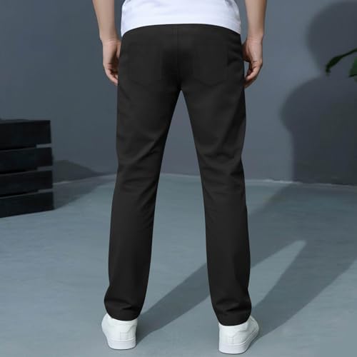 Boys Pants Elastic Waist Trousers Youth Chinos Trousers Pull On Relaxed School Uniform Pants Comfort Twill Pants Black — view 2