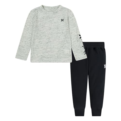 Image of Hurley boys Long Sleeve Soft Basic Cloud Slub T-shirt and Shorts 2-piece Outfit Set