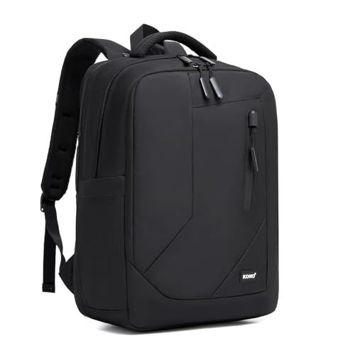 Kono Laptop Backpack, Water Resistant Laptop Bag Fit 15.6 Inch, Lightweight Business Work Bag School Rucksack, Anti-theft Travel Backpack with Breathable Mesh Pad Back, Gifts for Men and Women (Black)