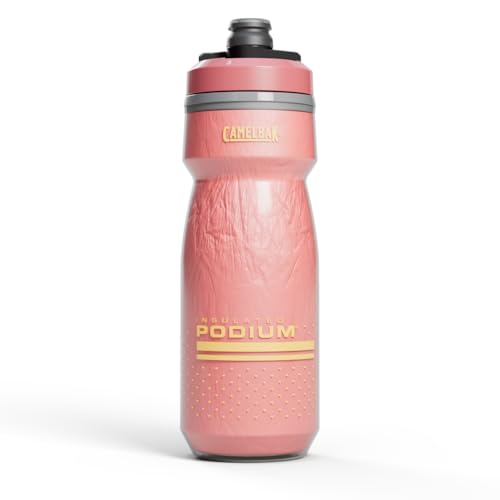 CamelBak Podium Chill Isolierte Fahrradwasserflasche, 600 ml, einfach zu drücken, passend für die meisten Fahrradkäfige, Coral Sunset