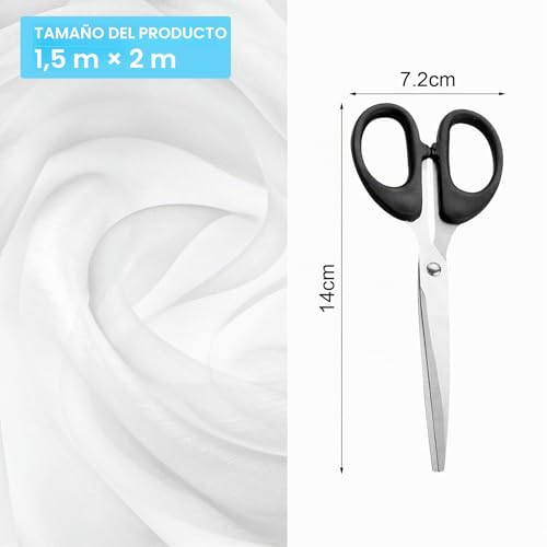 Miniatura 2 de Apomoons Tela De Organza Con Tijeras, 1.5m X 2m Tul De Organza Para Decorar, Tela De Tul Para Bodas, Fiestas, Decoración De Mesa, Regalos, Manualidades