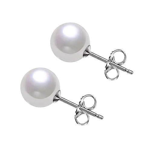 Parametro: orecchini a bottone per donna, diametro dell'articolo 6/8/10mm, peso: 0.8/0.9/1.0g; Il materiale: perla d'acqua dolce, argento sterling 925; Altri regali: opuscolo, sacchetto di flanella, panno per la pulizia dei gioielli.