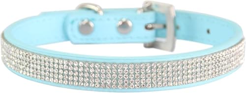 Collier pour chien de petite taille réglable bleu clair à strass - 2