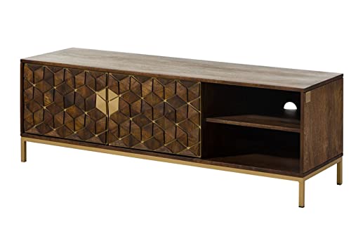 MASSIVMOEBEL24.DE Meuble TV 145x45 Manguier huilé Brun Diamond #206