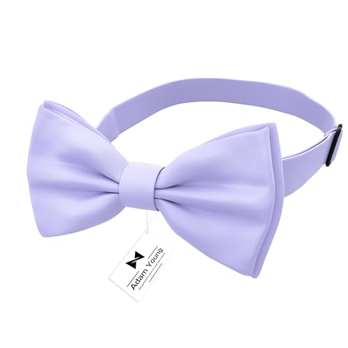 Image of Adam Young Men's Bow Ties Pre-Tied Style Formal Satin Classic Bowtie for Tuxedo Faux Silk