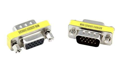 Image of VGA SVGA HD15 Female to Male Mini Gender Changer Coupler Adapter (2 Pieces) VGA F /M