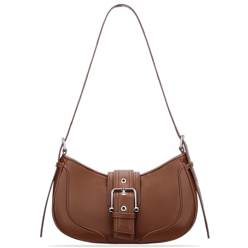 Image of KKXIU Shoulder Bags for Women Retro Vegan Leather Purse | Small Crescent Trendy Clutch | Y2K Underarm Hobo Handbag with Adjustable Strap