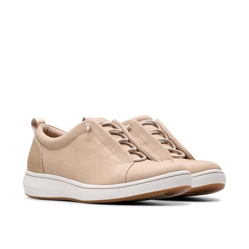 Clarks Clarks CloudSteppers Women's BreezeSky Lace Sneaker, Sand Textile, 7.5 Medium US