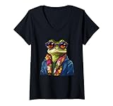 merchweaver amphibian funny frog lovers maglietta con collo a v