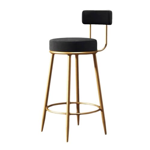 Silla De Comedor Taburetes De Bar con Respaldo, Taburete De Bar A Altura del Mostrador 65 Cm/75 Cm, ​​Pies De Metal, Silla De Comedor Acolchada En Terciopelo Black,Sitting High 65cm