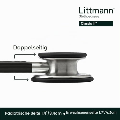 3M Littmann Classic III Stethoskop zur Überwachung, 5620, schwarzer Schlauch, 69 cm
