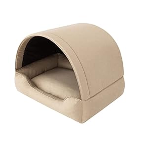 PillowPrim Cama para perros, casa de tela, cueva para gatos, caseta para perros, cesta para perros, cama para perros, camas para dormir, muebles para animales, sofá para perros, beige, XL: 82 x 58 cm