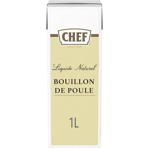 CHEF Bouillon de Poule Naturel Liquide - Prêt-à-l'Emploi - Réalisé avec 840g d'Os de Poule - Ingrédients d'Origine Naturelle - Gain de Temps - Aide...