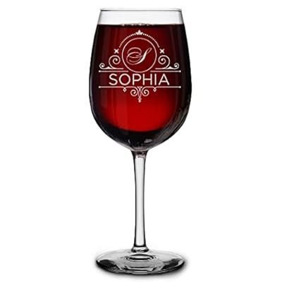 Personalized Monogram Laser Engraved Stemmed Wine Glass 16 oz, Custom Initial Name Drinking Glass Gifts for Him, Her