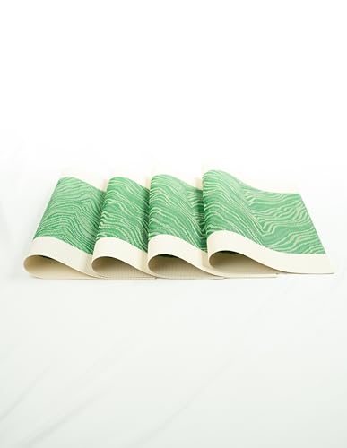 Image of Dining Table Placemats & Runner Set - Heat Resistant, Washable & Stain Resistant Woven Vinyl Mats | Table Runner & 4 Placemats Set for Stylish Dining (45x30 cm Placemats, 180x30 cm Runner)