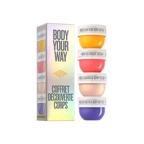Sol de Janeiro Body Your Way Body Care Discovery Set, 4 Body Creams, Brazilian Bum Cream, Bom Dia Bright, Pink Charmosa Dewy, Delícia Drench Body Butter