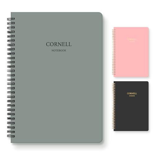 Hardcover Cornell Notes Notebook for Note Taking Supplies, B5 Spiral Aesthetic Study Subject Notebooks for School Work College Ruled Meeting Notes Book Studying Essentials, 7.2” x 10”, Green