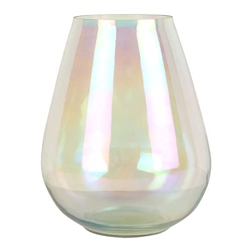 Image of Irised Clear Glass Cylinder Flower Vase Thick Bottom Large Glass Vases for Centerpieces Flowers Decor for Living Room Kitchen Office Home Wedding