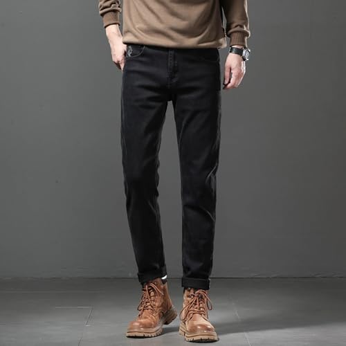 Jeans Pants Trousers Denim Spring and Autumn Elastic Simple Handsome Slim Fit Classic Little Black Men's2