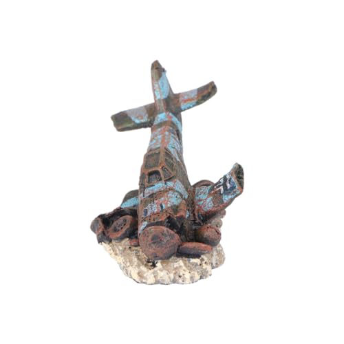 DECOMELODY Ornement D'aquarium Avion en Résine Réaliste pour Décoration Paysage Marin, Adapté Eau Douce et Salée, Facile à Nettoyer, pour Aquarium Poisson