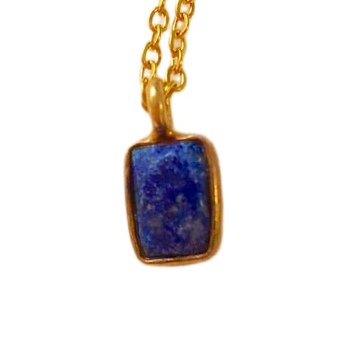 Pendentif rectangulaire lapis-lazuli véritable anti-ternissement argent
