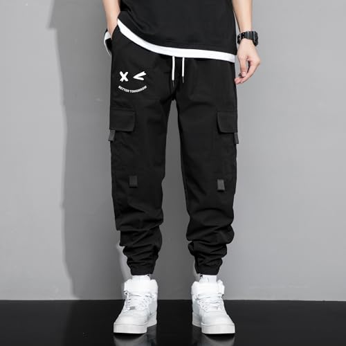 Loose Fit Men's Patterned Bib Pants Casual Drawstring Multi-Pocket High Waisted Pants2