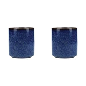 Mikasa Satori Japanse Sake Bekerset met Gouden Randen in Geschenkverpakking, Porselein, Indigoblauwe Mokkenset, 136 Milliliter, 2 Stuks