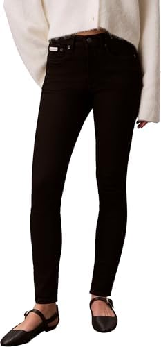 Calvin Klein Damen Jeans Hose Skinny Classic Black Mid Rise, Schwarz (Ck Classic Black), 25W/34L