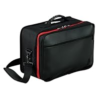 Dimensions: Twin Pedal 450 (L) x300 (W) x 200 (H) mm double pedal bag Black finish with a red stripe
