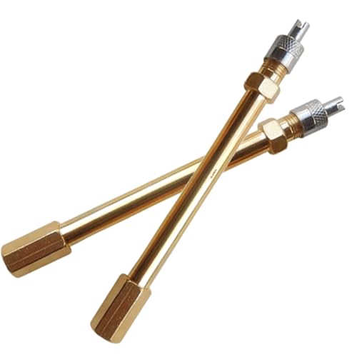 CLKE Ventilverlängerung Autoventil 2 Stück 10 cm, Geeignet für E-Scooter, Auto, LKW und Fahrrad, Mit Rückschlagventil, Ideal für Aufblasbare Reifen, Gold