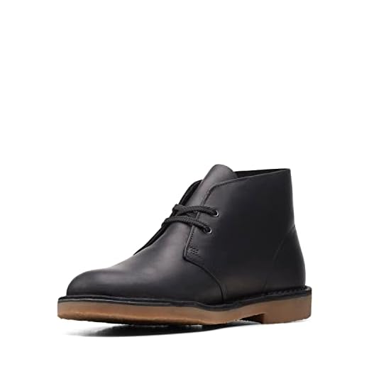 Clarks Herren Desert Boot Bushacre 3 Chukka-Stiefel, Black Leather, 43 EU