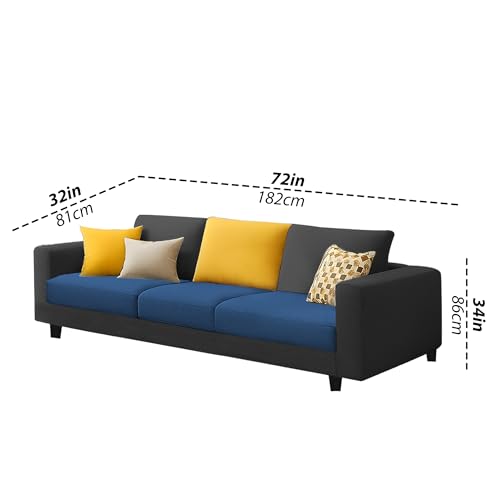 Image of Galib 3 Seater Sofa Set for Living Room (Blue Black Fabric) Premium Fabric Sofa Set