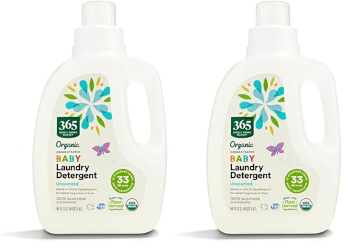 365 by Whole Foods Market Organic Baby Laundry Detergent | Unscented | 50 Fl Oz | Pack of 2 | 33 HE Loads