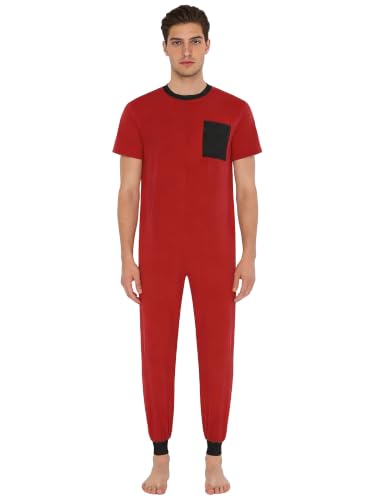 Oyolan Combinaison Sanitaire Homme Femme Pyjama Grenouillère Personnes Âgée D Rouge L – vue 5