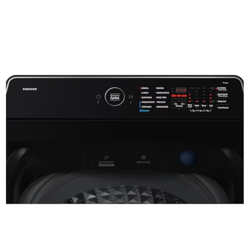 Image of Samsung 12 kg 5 Star AI Wash Top Load Washing Machine with Heater, Eco Bubble, BubbleStorm, Dual Storm Pulsator, Soft Close Lid, Black Caviar (WA80F12B6B, 2025 Model)