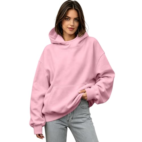 Mock Neck Long Hoodies for Women Fleece Preppy Oversized Fall Sweatshirts — view 2