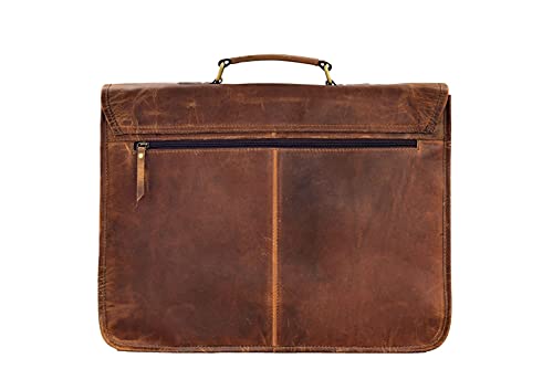 18 Inch Handmade Retro Buffalo Leather Briefcase Laptop Messenger Crossbody Shoulder Bag Office Briefcase College Business Travel Bag For Men And Women #TOP5