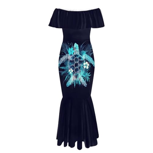 Image of Polynesian for Women S-7XL Off Shoulder Maxi Dress Hawaiian Summer Dresses