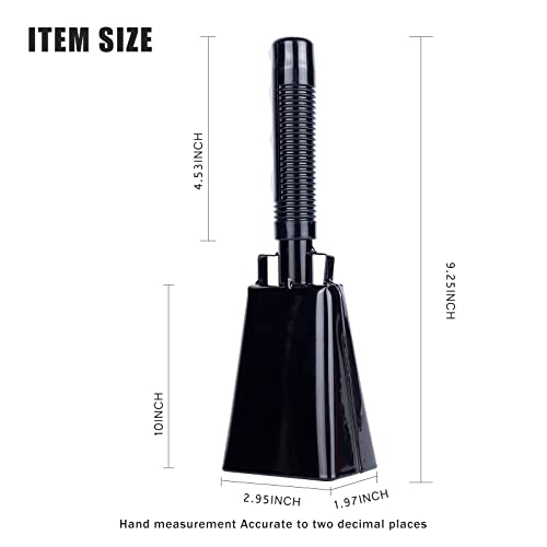 8 Inch Steel Cowbell With Handle, 2 Pack Cow Bells Noise Makers, Cheering Loud Cowbells For Sporting Events Football Games Christmas Percussion Musical Instrument And School Bell（Black） #TOP4