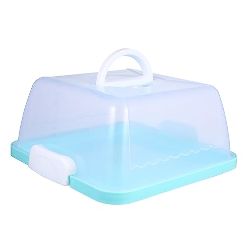OFFSCH Portable Cake Carrier Rectangle Cake Box Handle Food Preservation Box Blue Plastic Easy Clean